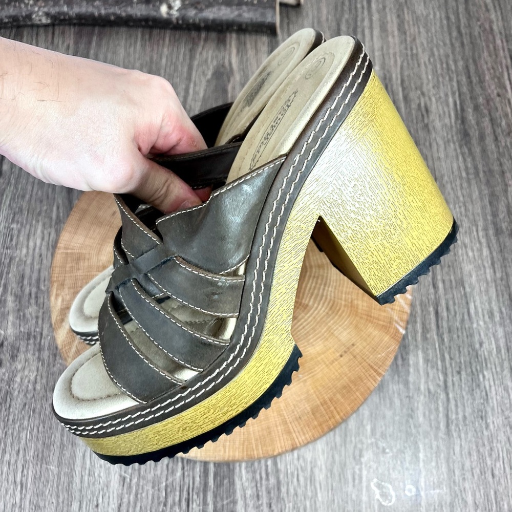 * Vintage 90s Y2K Brown Chunky Platform Slide Sandals Size 9 – 4” Heel - Picture 13 of 16